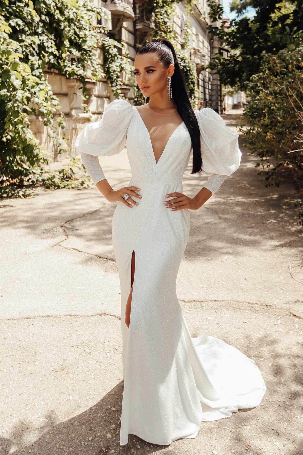Long Beach Dress with Bishop Sleeves