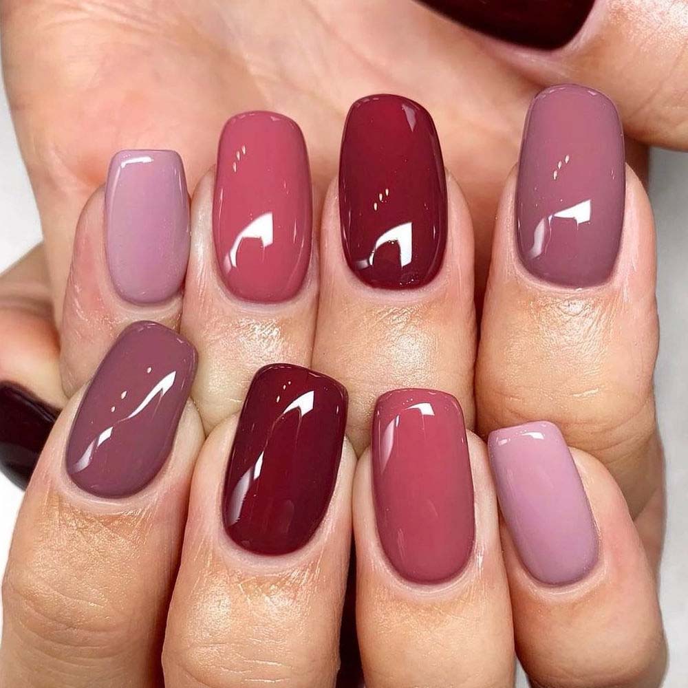 Gradient Burgundy Nails 