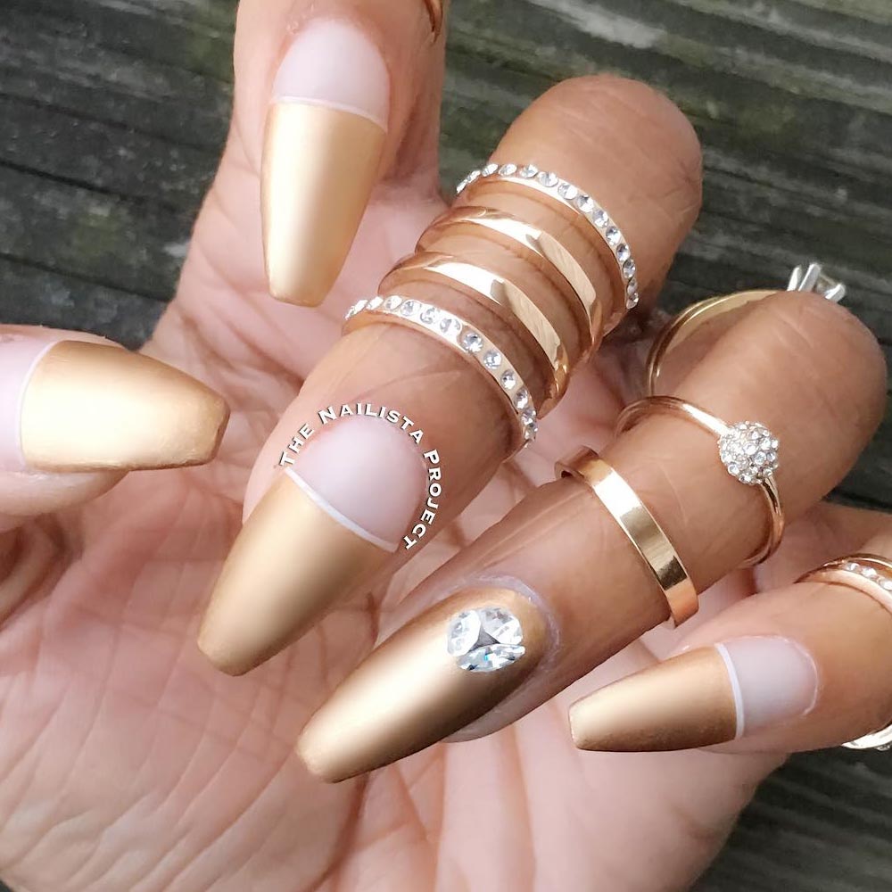 Half Nude Half Gold Nails