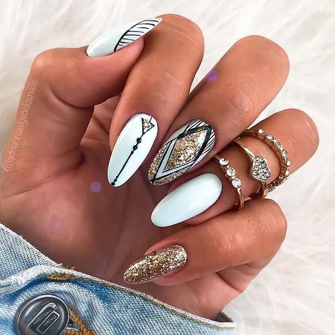 Tribal Nail Art #whitenaildesign #tribalnails
