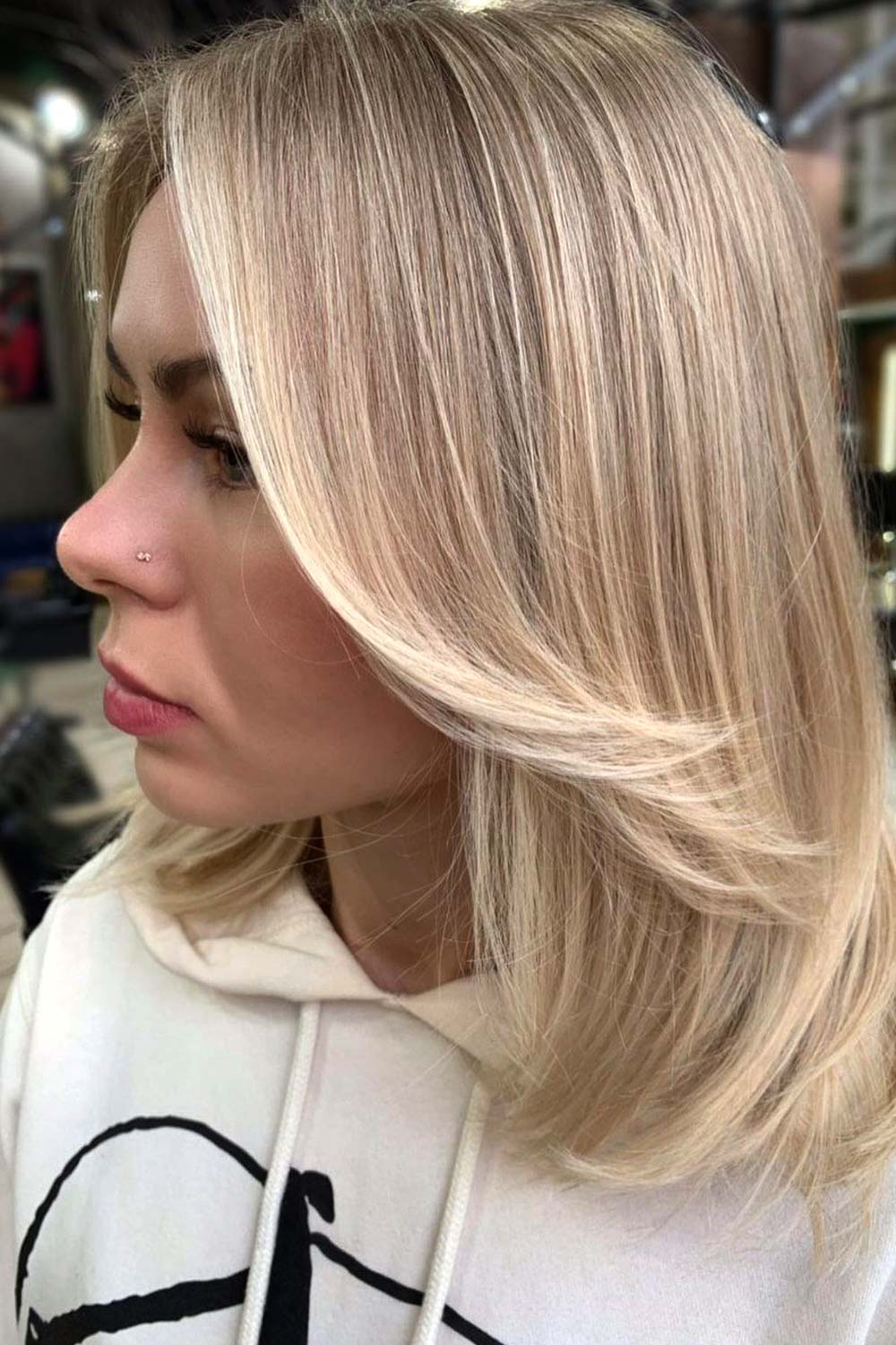 Butterfly Bangs with Medium Length Hair