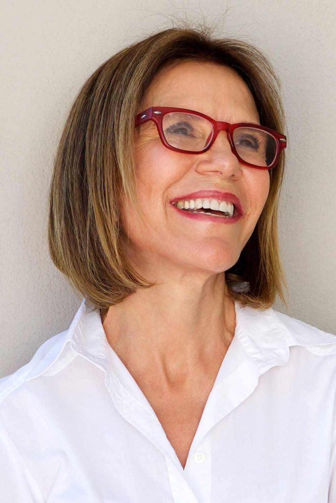 Brown Sleek Bob with Highlights