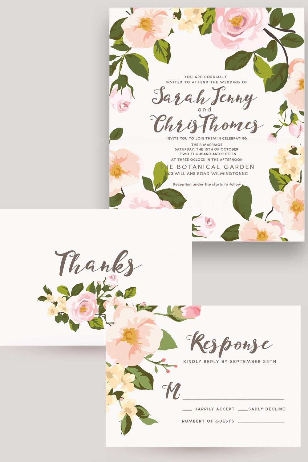 Wedding Invitation with Flowers