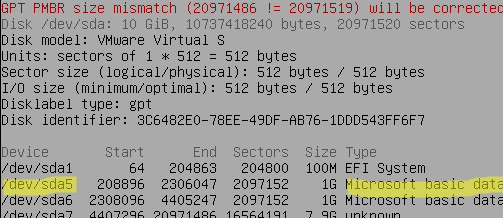 ESXi system partitions: sda5 and sda6