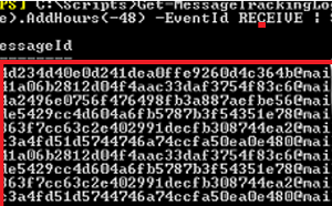 get message id from Get-MessageTrackingLog 