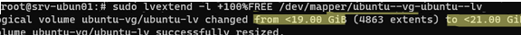 lvextend - increase logical volume size on ubuntu