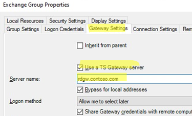 rdcman - ts gateway settings