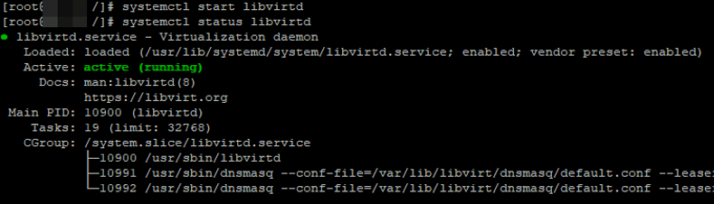 run libvirtd kvm daemon on linux centos and rhel