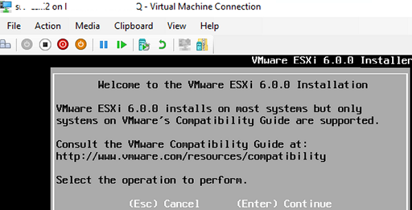 vmware esxi installation wizard starts