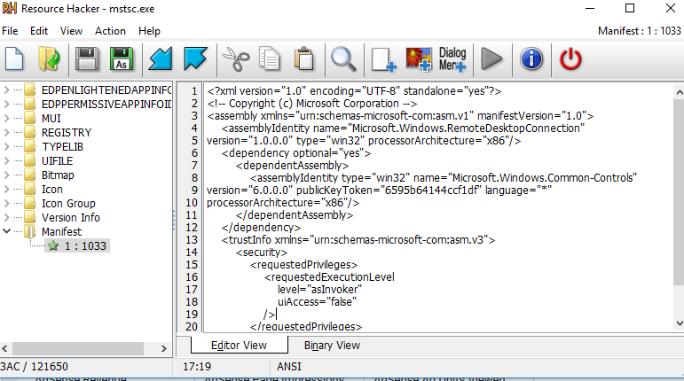 Resource Hacker - mstsc.exe
