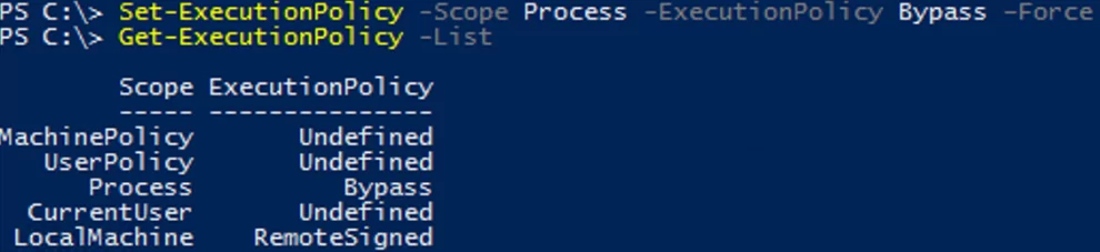 check the current ExecutionPolicy settings for all scopes