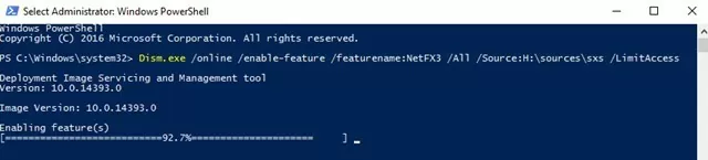 Dism.exe /online /enable-feature /featurename:NetFX3 /All /Source:D:\sources\sxs /LimitAccess