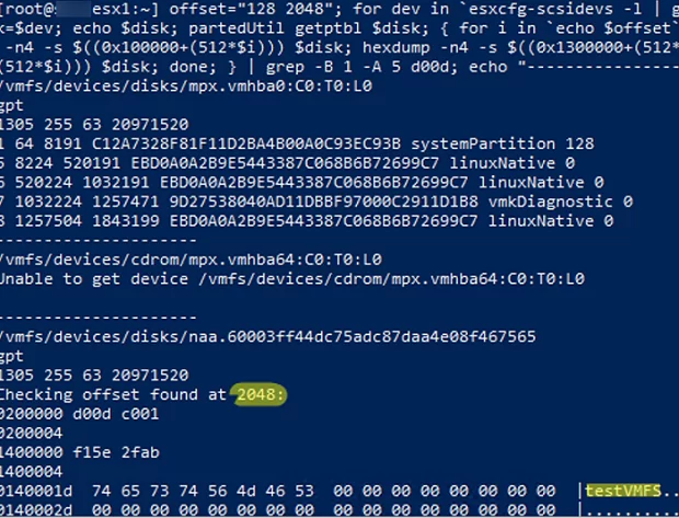 get vmfs partition info