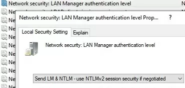 change lan manager auth level