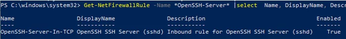 open inbound ssh port in windows defender firewall