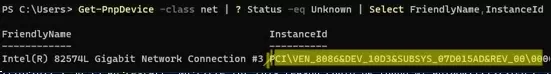 powershell: Get-PnpDevice show hidden NICs