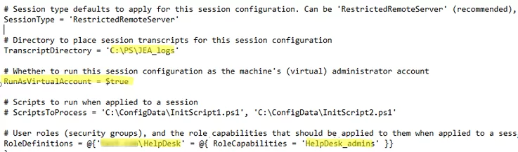 PowerShell Just Enough Administration - roledefinitions