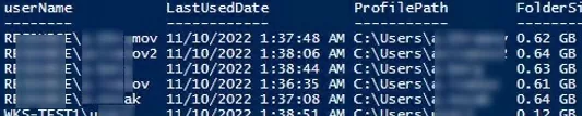 powershell: list local profiles info