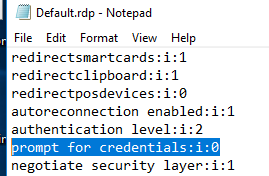 rdp file: prompt for credentials:i:0