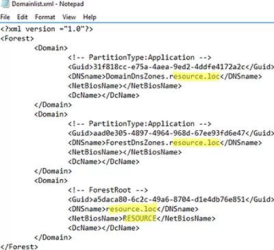 rename the domain in the Domainlist.xml Active Directory configuration file