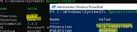 two powershell version on windows 10