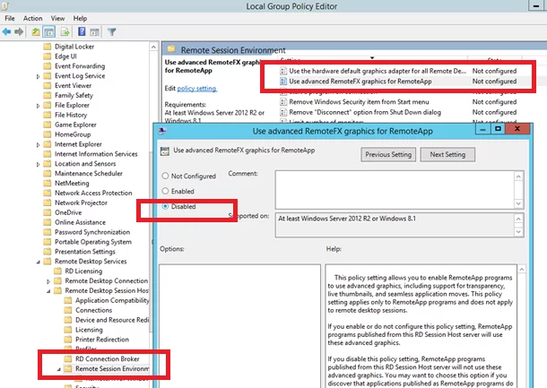 Use Advanced RemoteFX graphics for RemoteApp - gpo