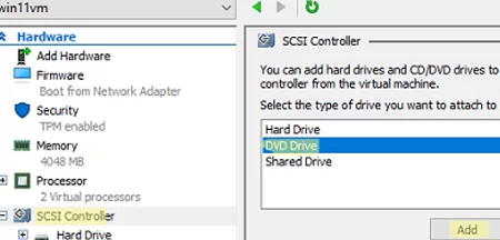 VM - add dvd drive