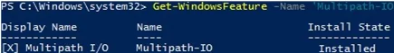 windows server - get 'Multipath-IO' powershell