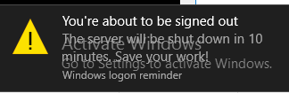 You’re about to be signed out. Your Windows will shut down in 100 minutes